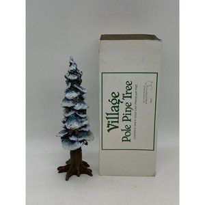 Village Pole 8" Pine Tree Cold cast Porcelain Tree 5528-0 Dept 56 Christmas Deco